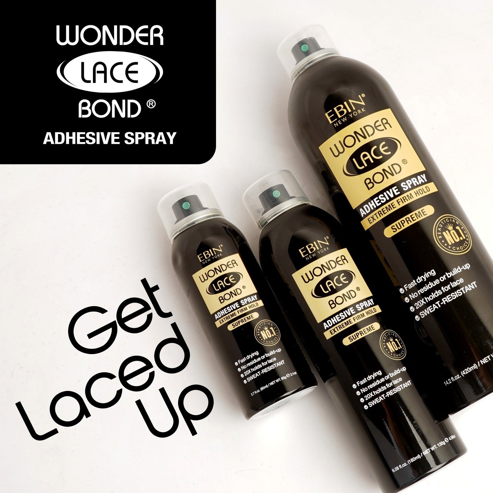 EBIN - Wonder Lace Bond Adhesive Spray Extreme Firm Hold SUPREME 400Ml