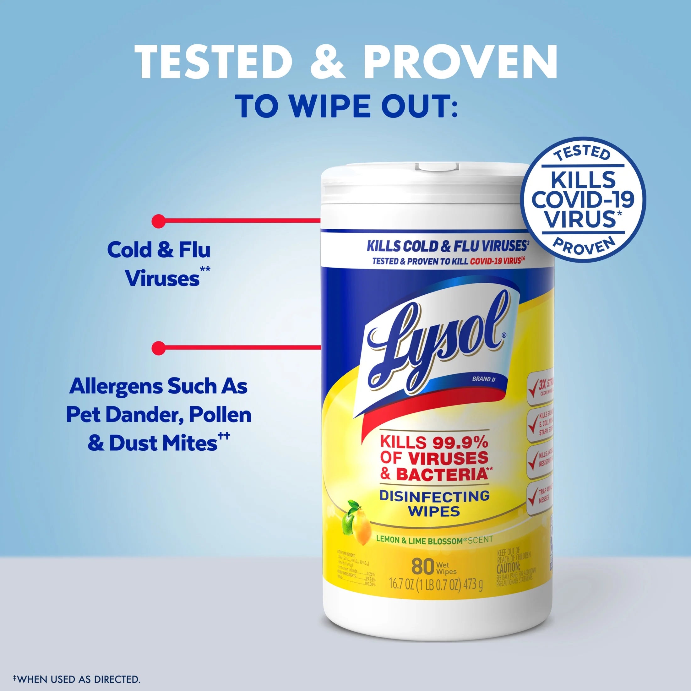 Lysol® Disinfectant Wipes Bundle, Multi-Surface Antibacterial Cleaning Wipes, Lemon and Lime Blossom, 80 Count Each(Pack of 3)