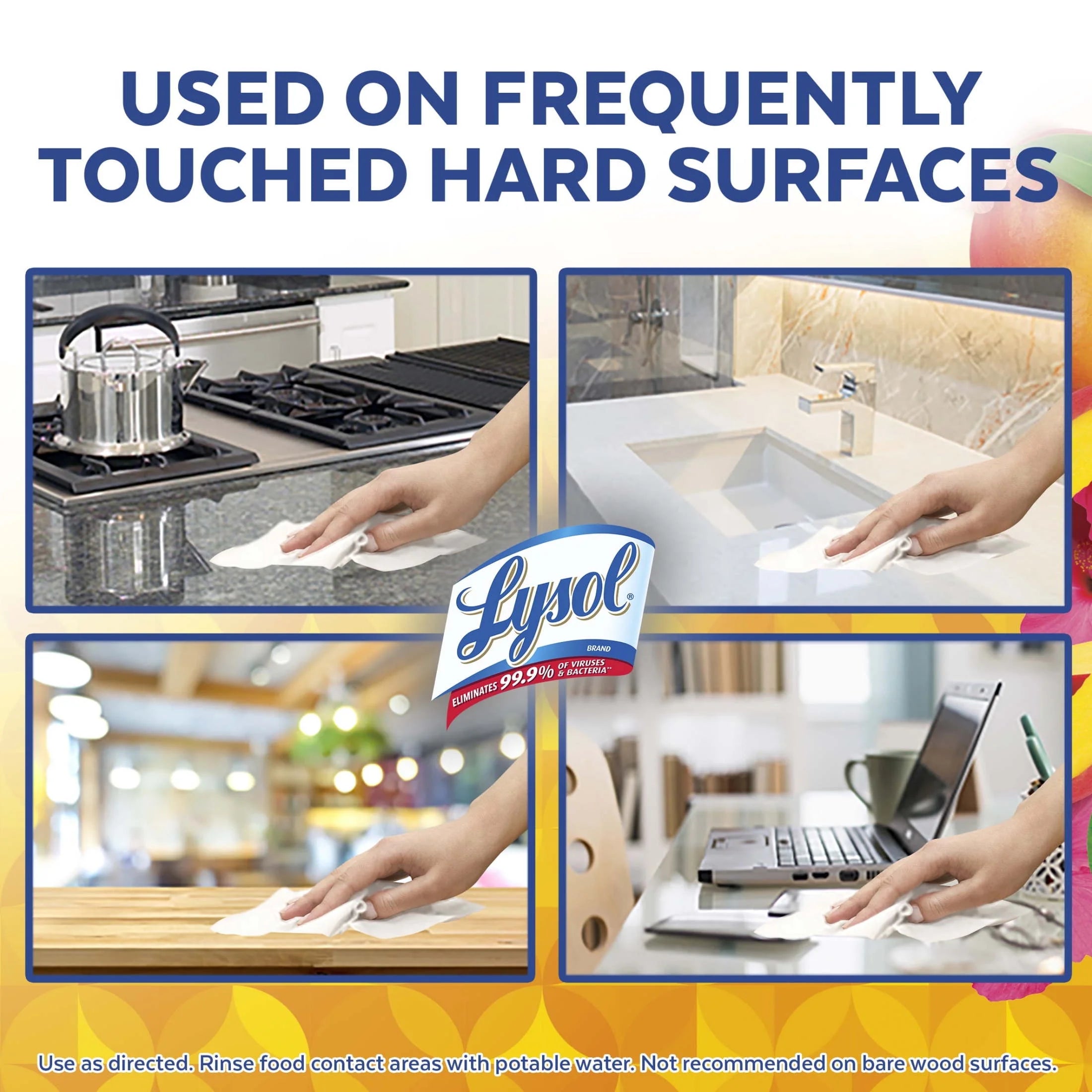 Lysol® Disinfectant Wipes, Multi-Surface Antibacterial Cleaning Wipes, for Disinfecting and Cleaning, Brand New Day Mango & Hibiscus 80Ct