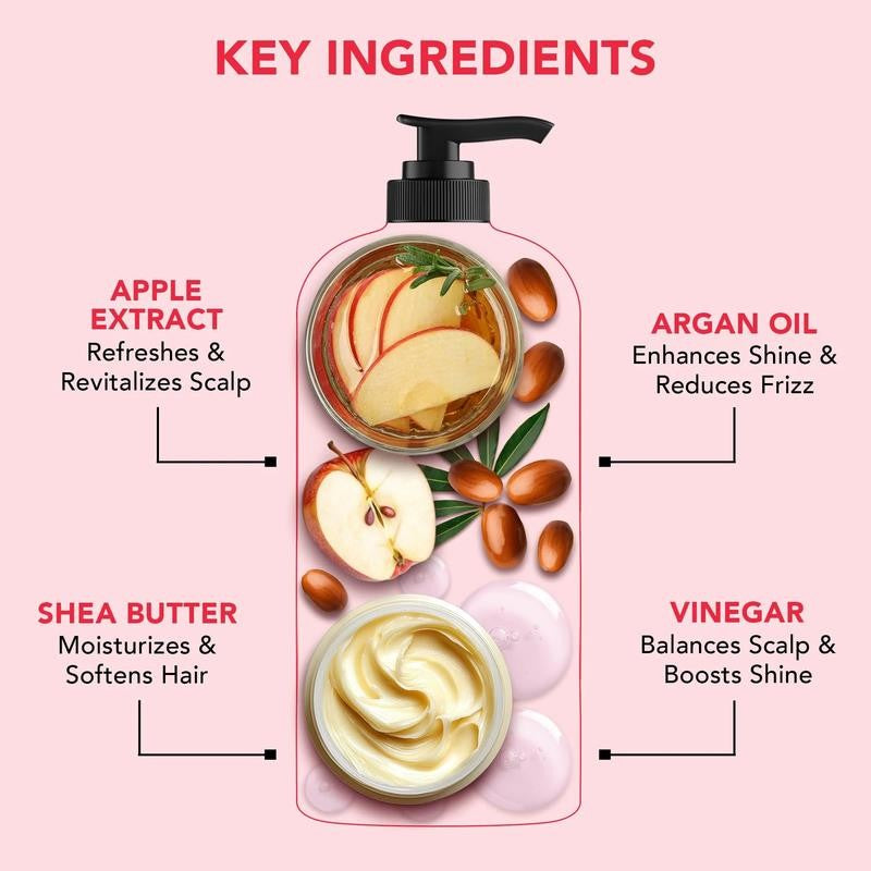 Apple Cider Vinegar Shampoo and Conditioner Set - Helps Dry Itchy Scalp, Dandruf