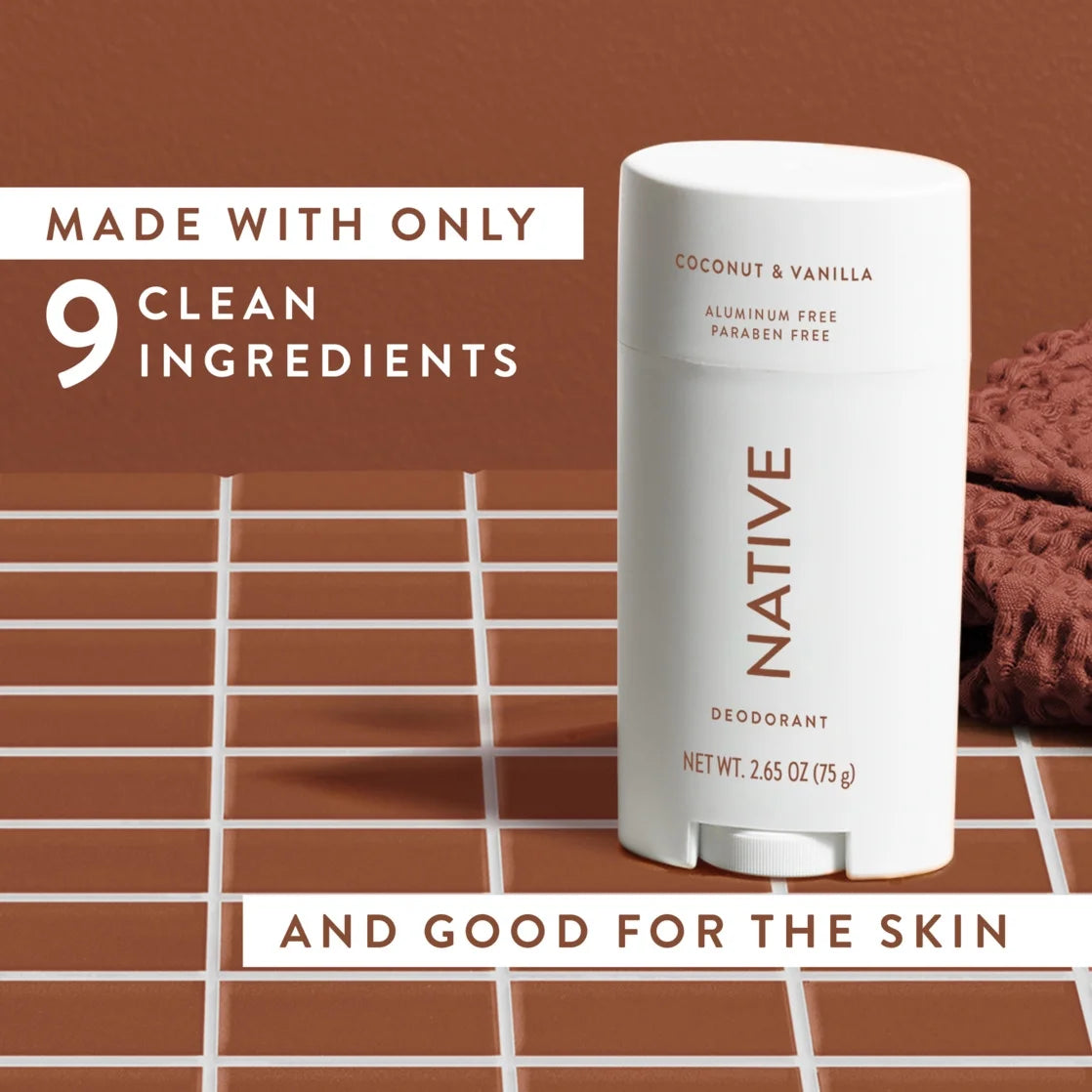 Native Deodorant, Aluminum Free, Coconut & Vanilla, Deodorant for Women and Men, 2.65 Oz