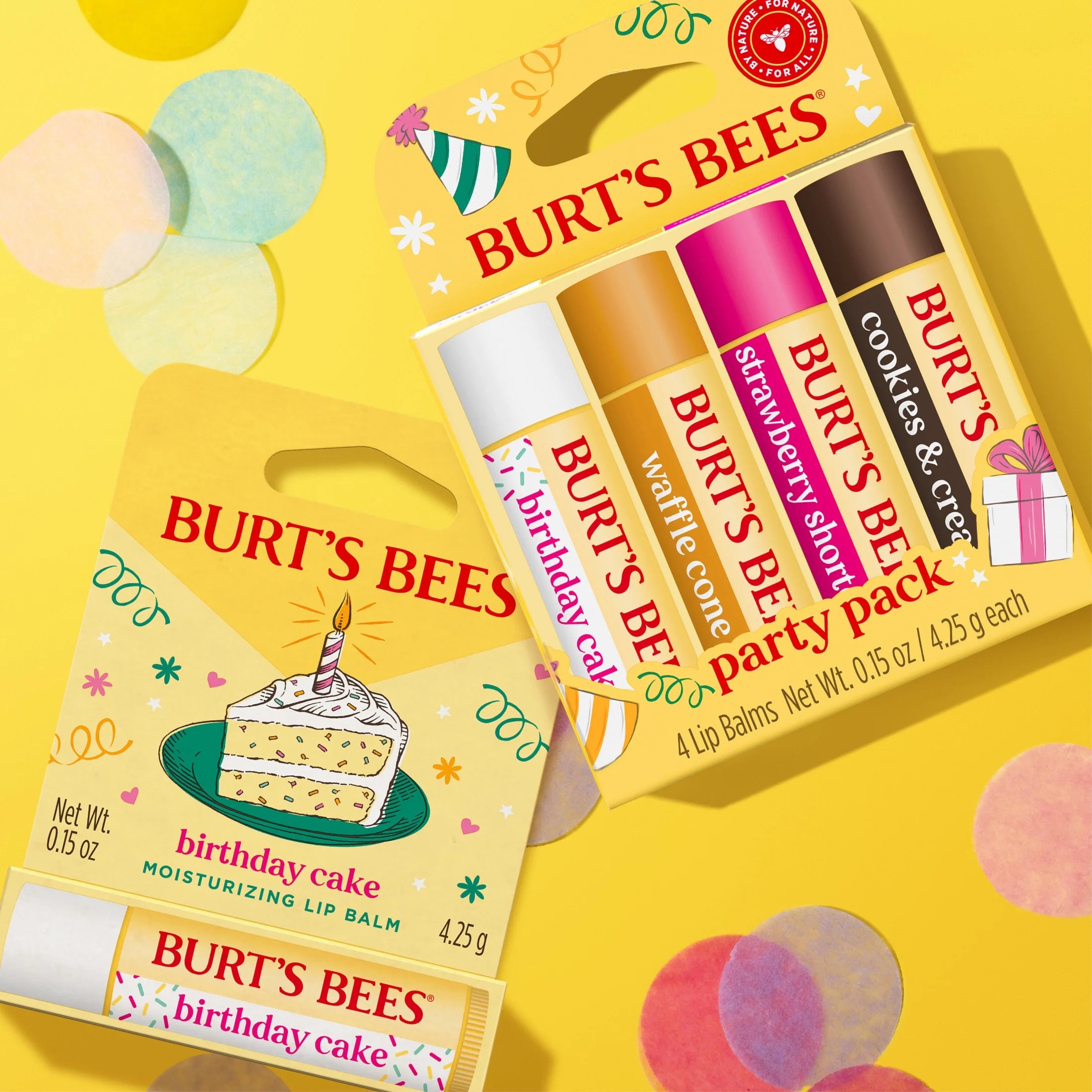 Burt'S Bees 100% Natural Origin Moisturizing Lip Balm, Birthday Cake, 4 Tubes