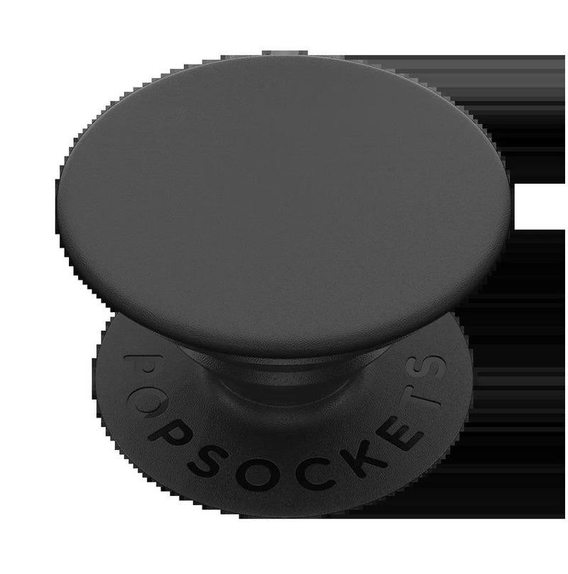 Adhesive Phone Grip with Expandable Kickstand and Swappable Top - Popgrip Black