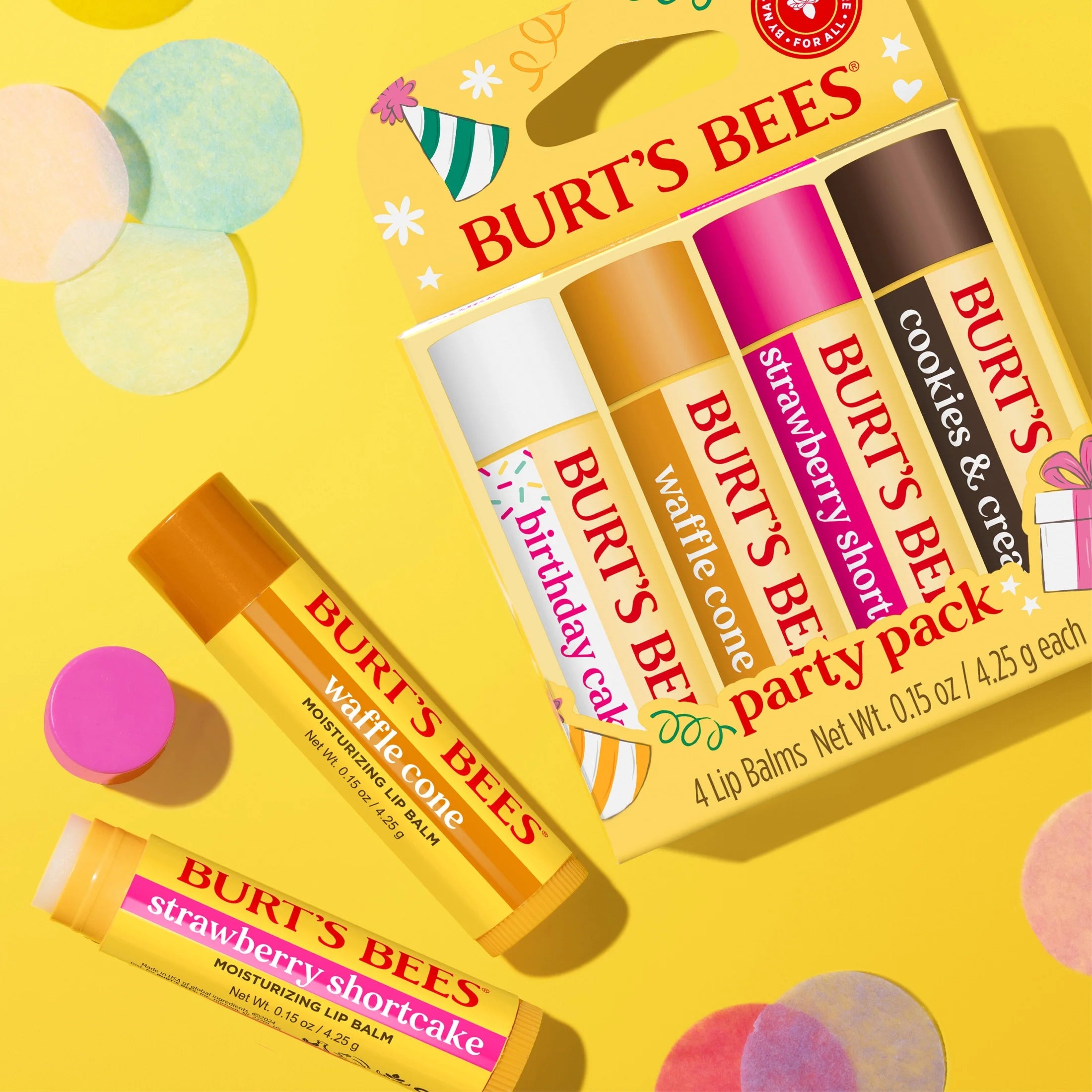 Burt'S Bees 100% Natural Origin Moisturizing Lip Balm, Birthday Cake, 4 Tubes