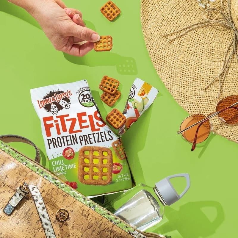 Fitzels Protein Pretzels Snack,Chili Lime Time, 20G of Protein, 8 Pack