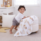 Parent'S Choice Safari Print Plush Baby Blanket, 30" X 36", White, Tan, Infant Unisex