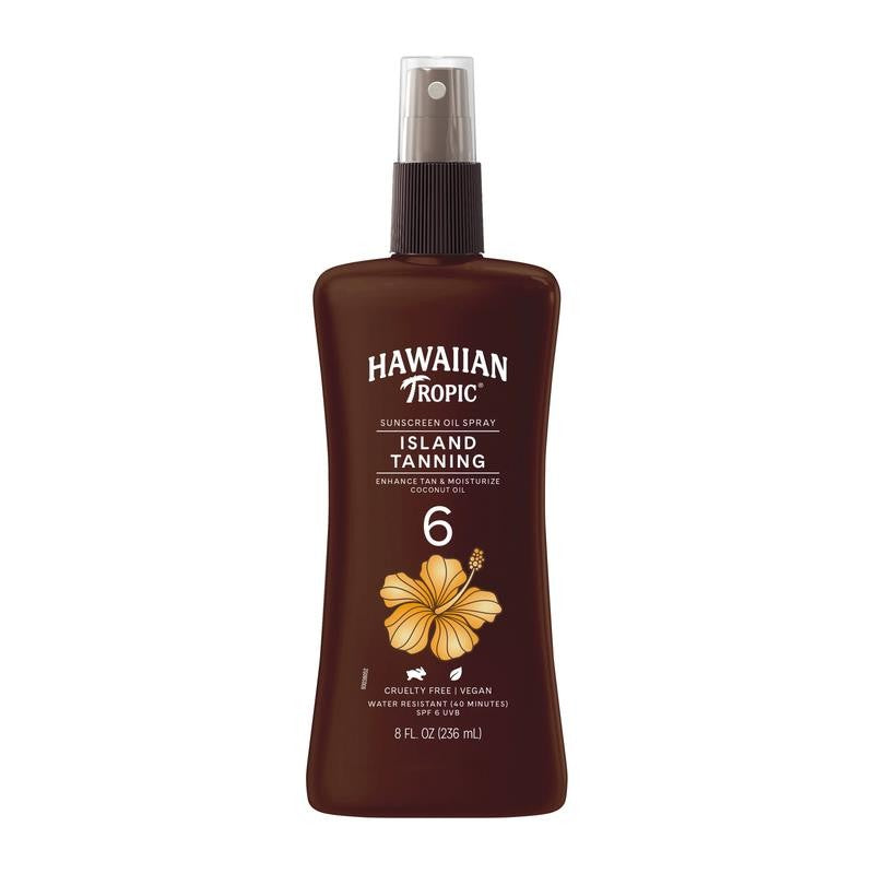 Island Tanning Oil 6 SPF Sunscreen Spray, 8Oz, Enhance Tan & Moisture