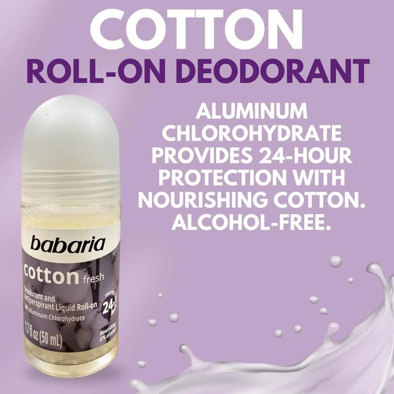 Cotton Roll-On Deodorant 50Ml – 24H Protection, No Alcohol (6-Pack)