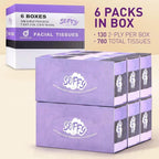 Facial Tissue Paper 130 Tissues per Box, 6 Boxes Car and Travel Tissue Packs