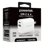 Liquipel Powertek Neon 20W Combo Wall Charger - White