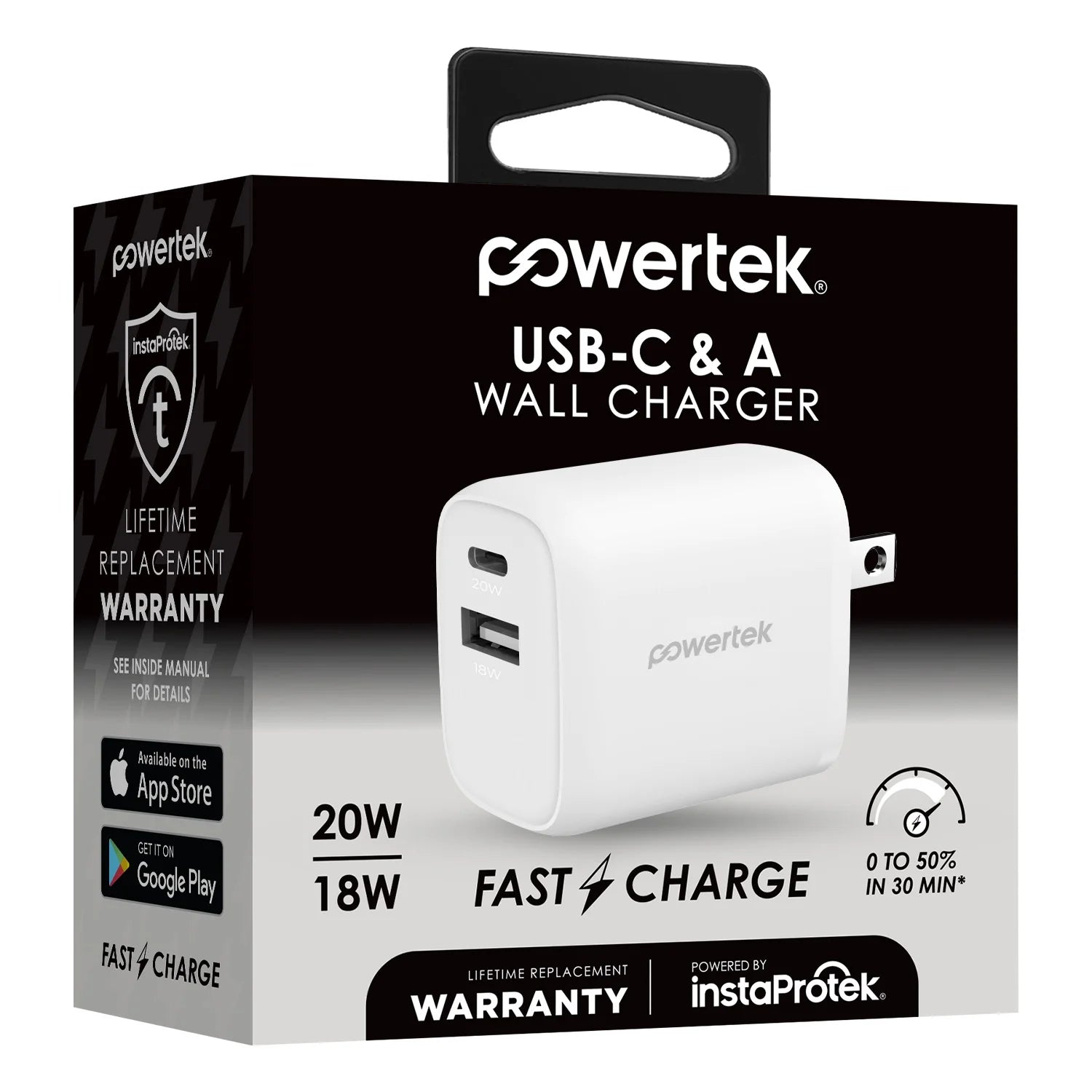 Liquipel Powertek Neon 20W Combo Wall Charger - White
