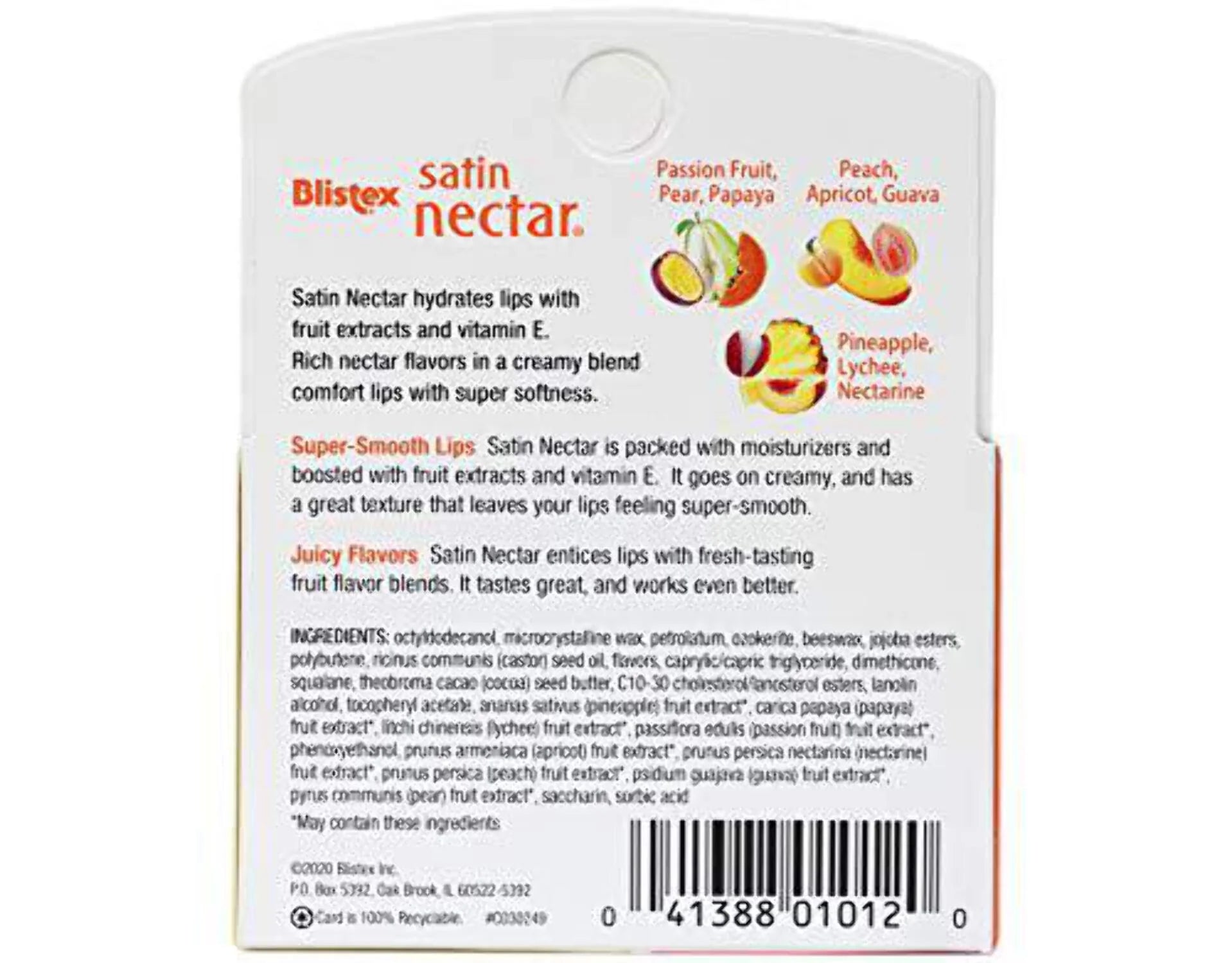 Blistex Satin Nectars Lip Balm with Fruit Extracts & Vitamin E, 3 Pk