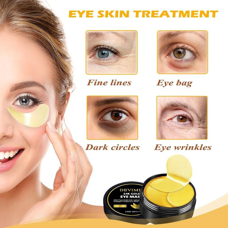 Golden Eye Mask, 30 Pairs under Eye Masks for Dark Circles and Puffiness, Under