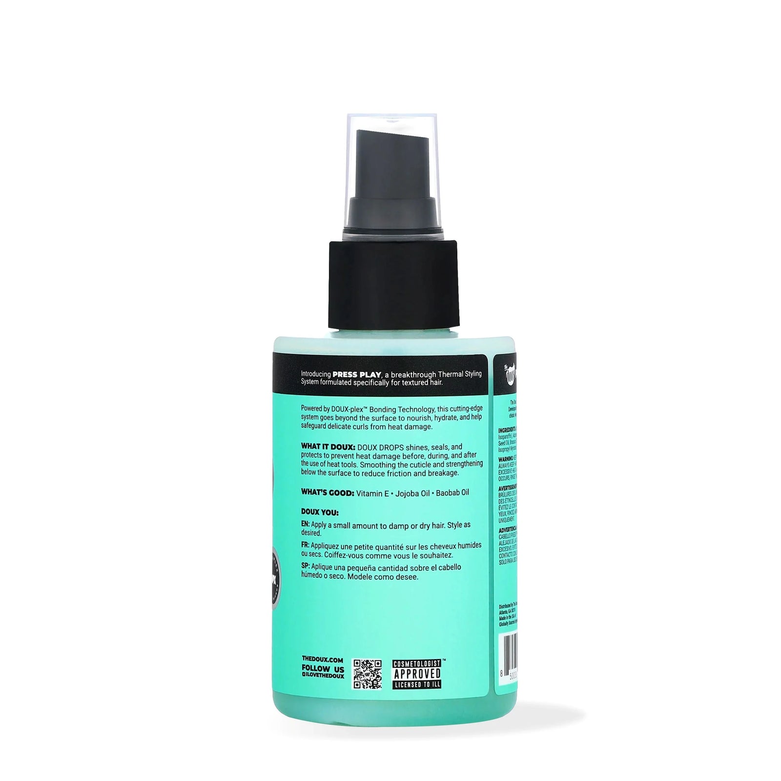 Doux Drops Bonding Polish Heat Protectant Serum 4 Oz., All Hair Types, Moisturiz