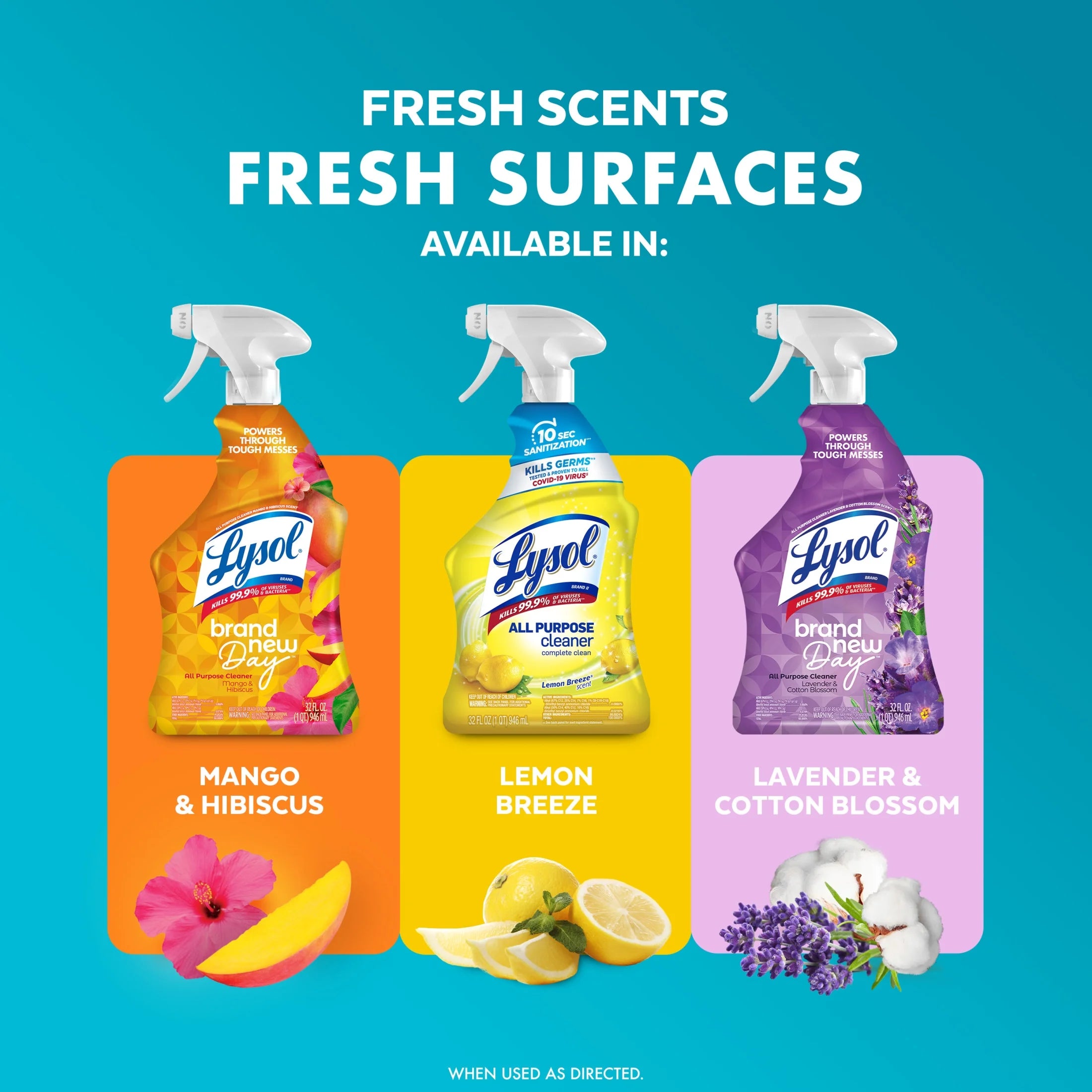 Lysol® All-Purpose Cleaner, Sanitizing and Disinfecting Spray, to Clean and Deodorize, Coconut & Sea Minerals Scent, 32Oz