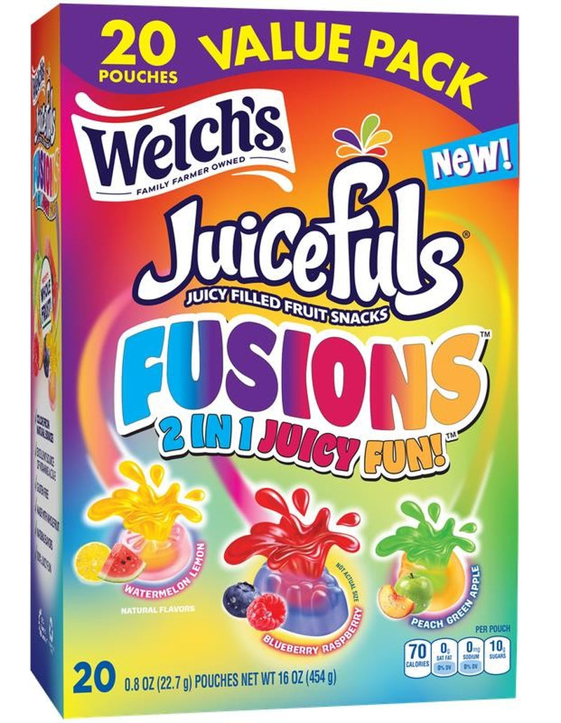 Fruit Snacks - Juicefuls Fusions, 20 Count Snack Box – 0.8Oz Snack Packs, Gluten