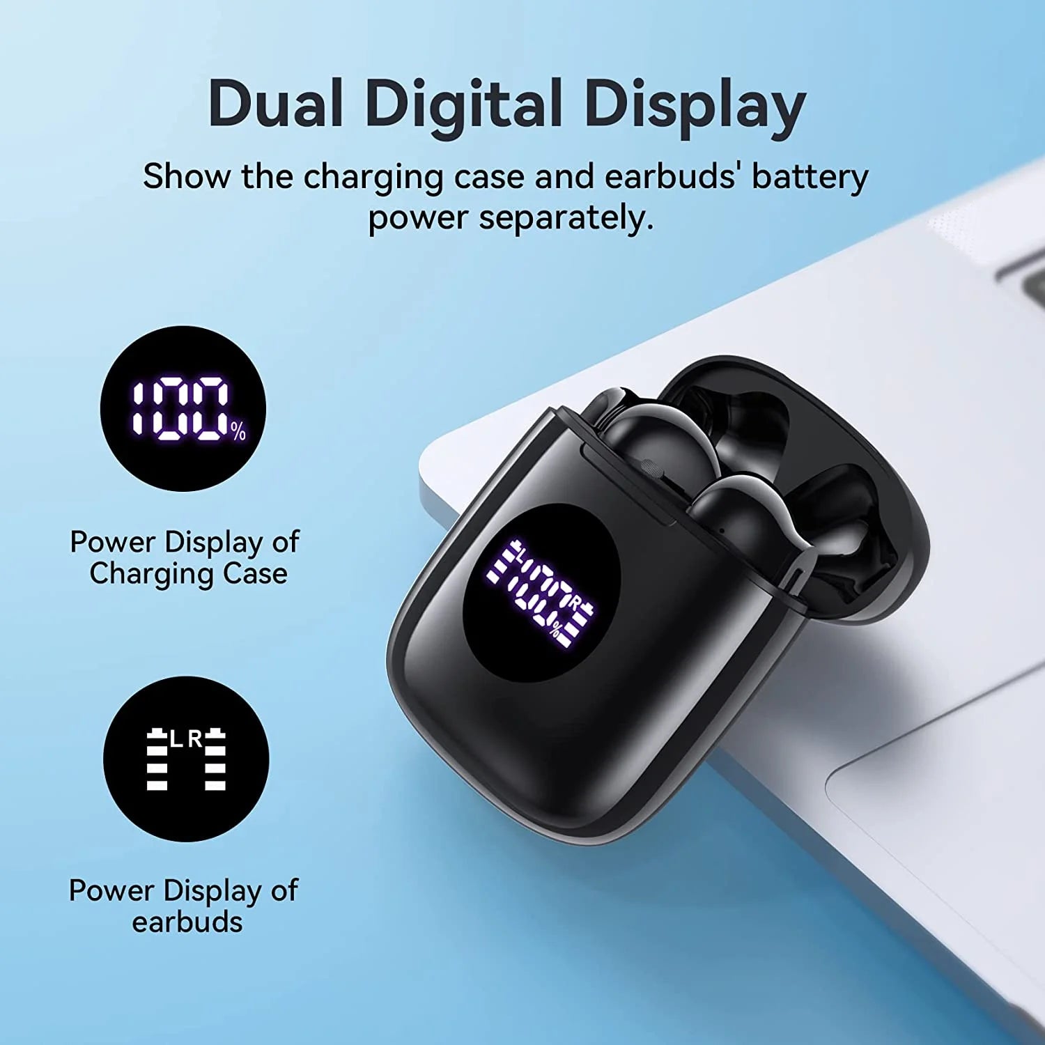 Bluetooth Headphones V5.3 Wireless Earbuds 50Hrs Battery Life with Charging Case