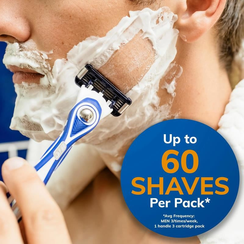 Easyrinse Anti-Clogging Men'S 4-Blade Refillable Manual Razors with 3 Cartridges