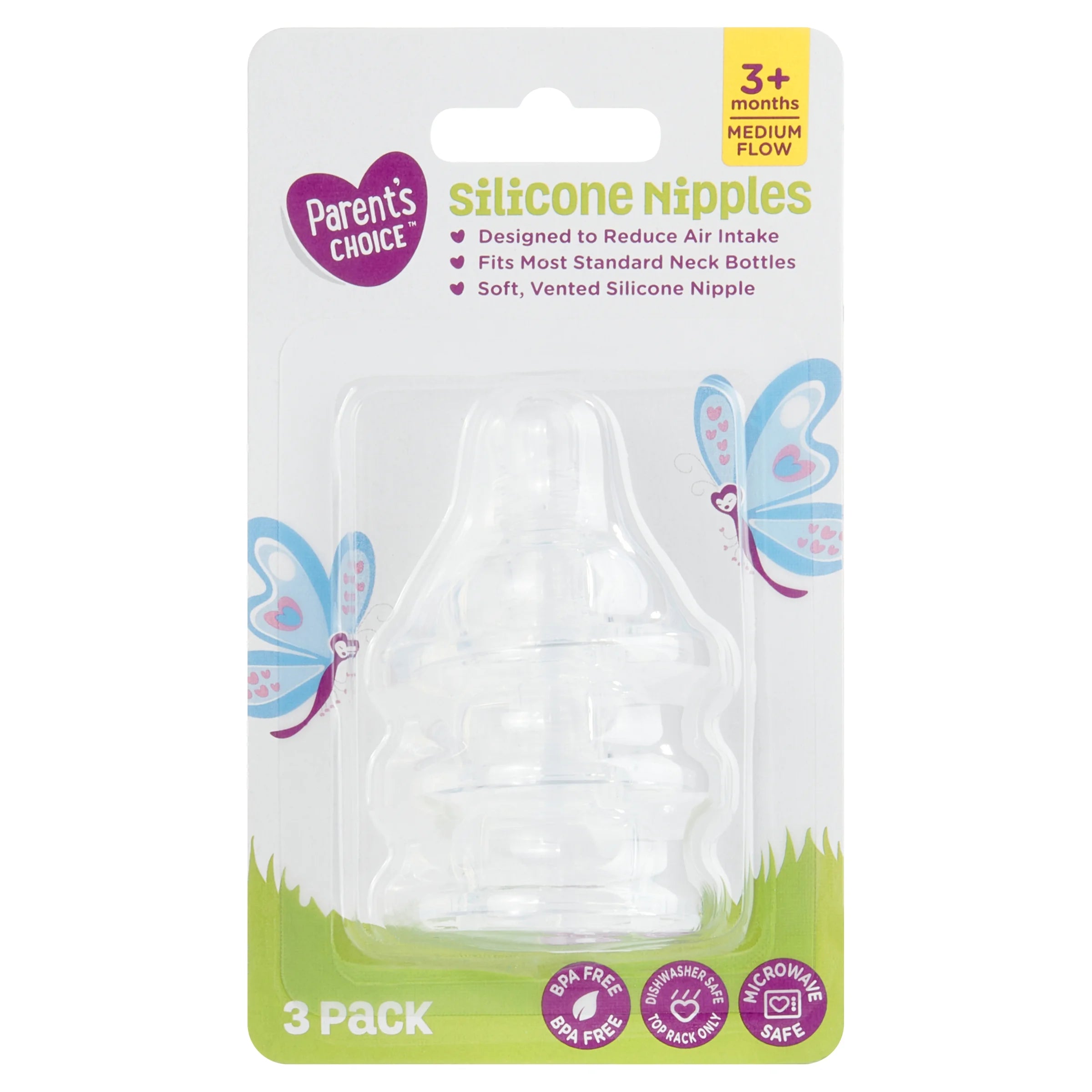 Parent'S Choice Medium Flow Bottle Nipples, 3 Ct
