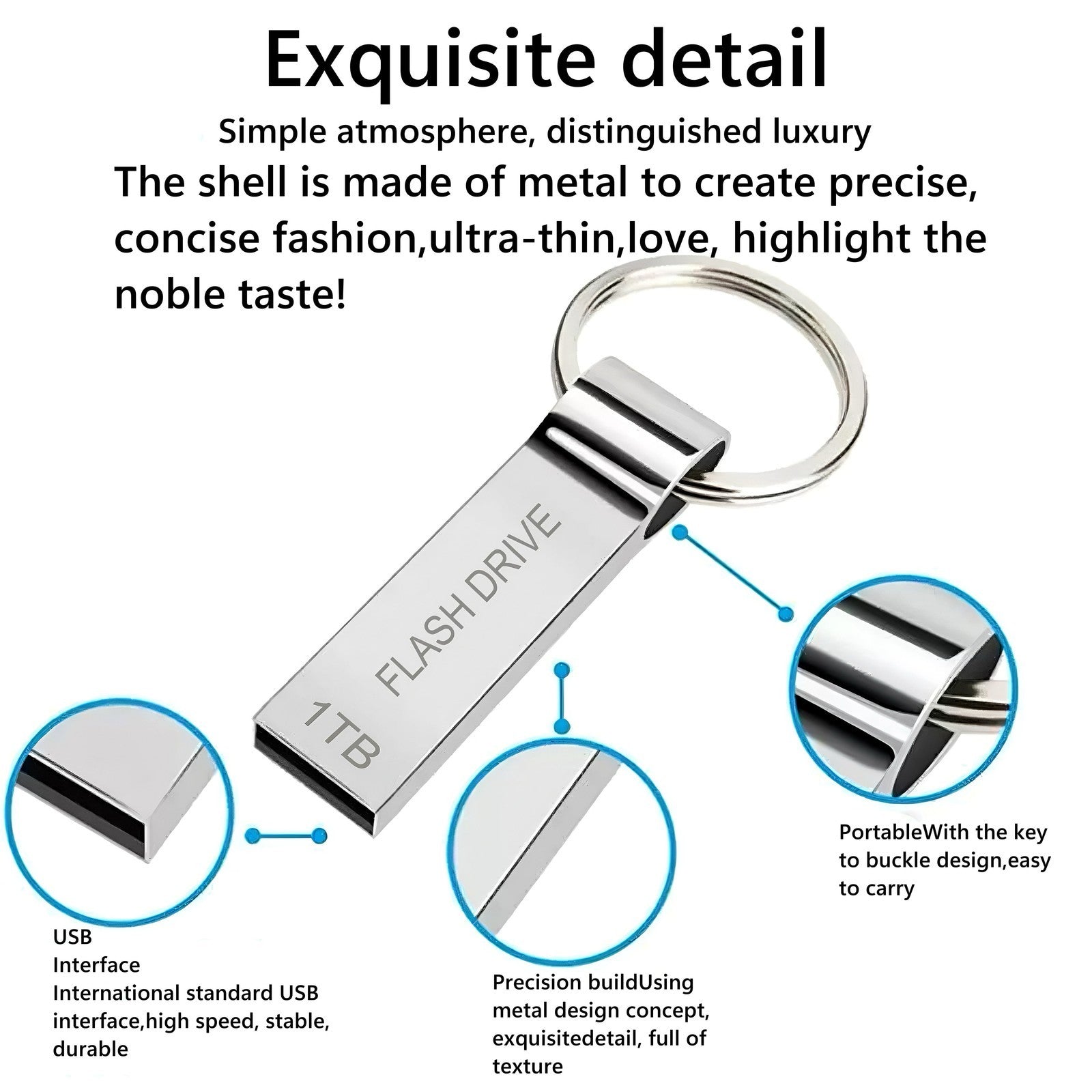 1TB USB Memory Stick USB Stick Waterproof Metal USB Flash Drive Portable Memory
