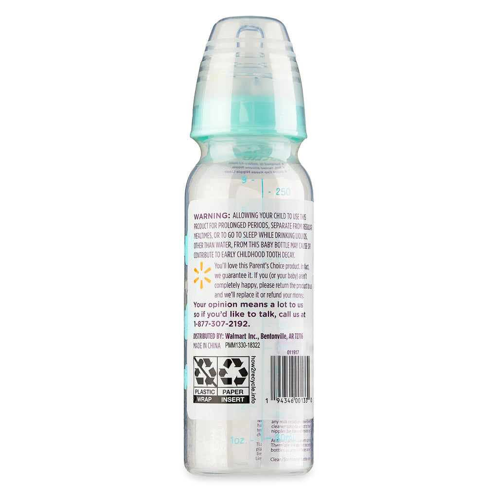 Parent'S Choice Standard Neck Bottle, 9 Fl Oz, Newborn 0+ Months, Neutral, 1 Pack