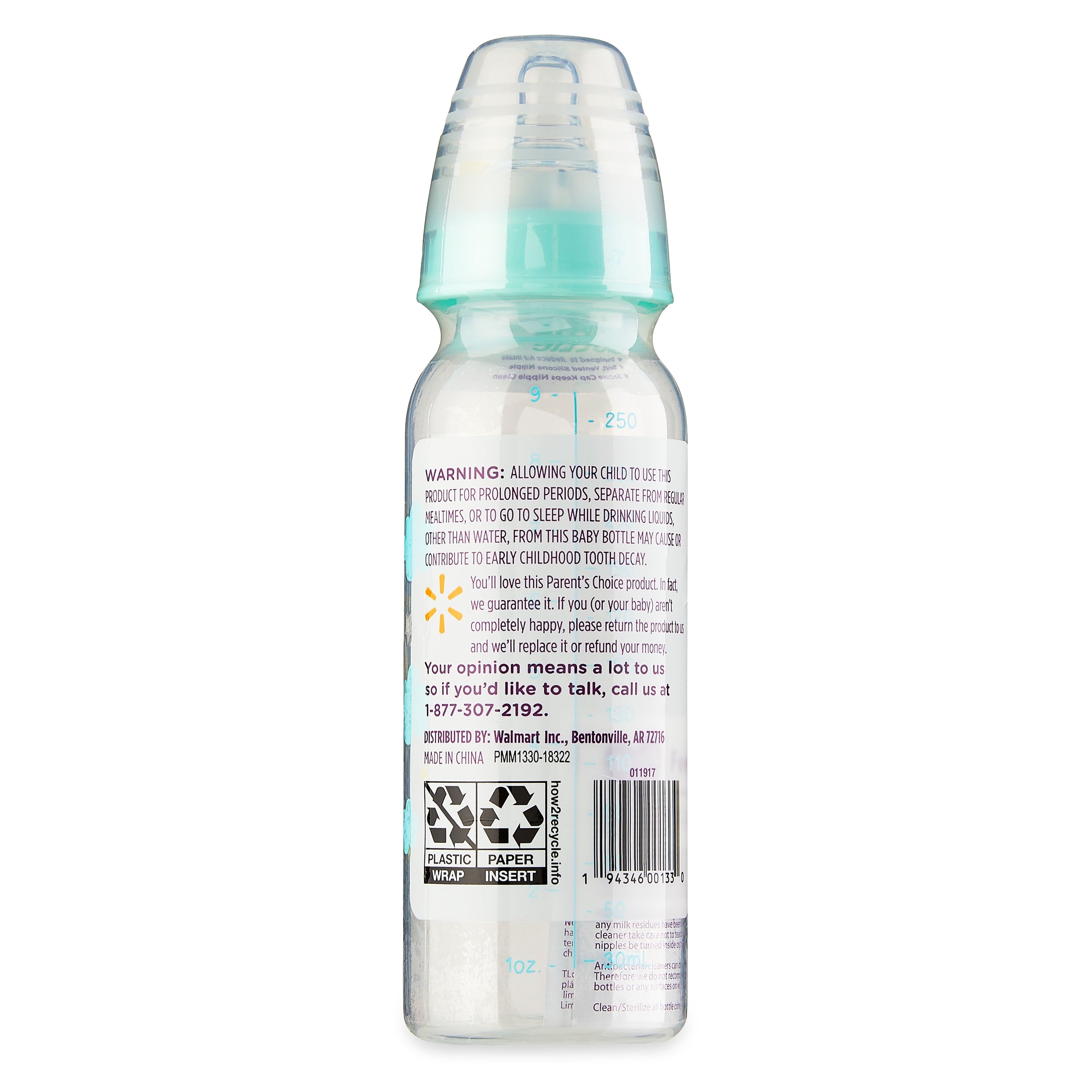 Parent'S Choice Standard Neck Bottle, 9 Fl Oz, Newborn 0+ Months, Neutral, 1 Pack