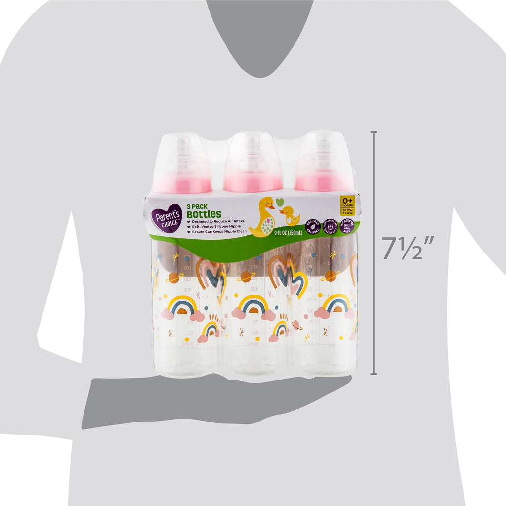 Parent'S Choice Standard Neck Bottle, 9 Fl Oz, Newborn 0+ Months, 3 Pack