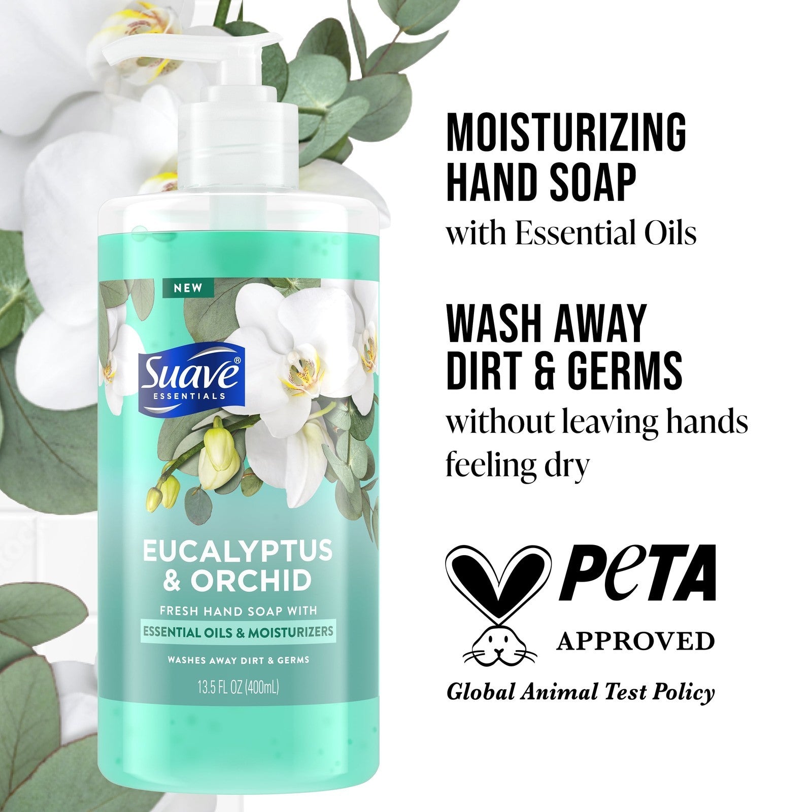 Essentials Liquid Hand Soap, Refreshing Eucalyptus & Orchid, 13.5 Fl Oz