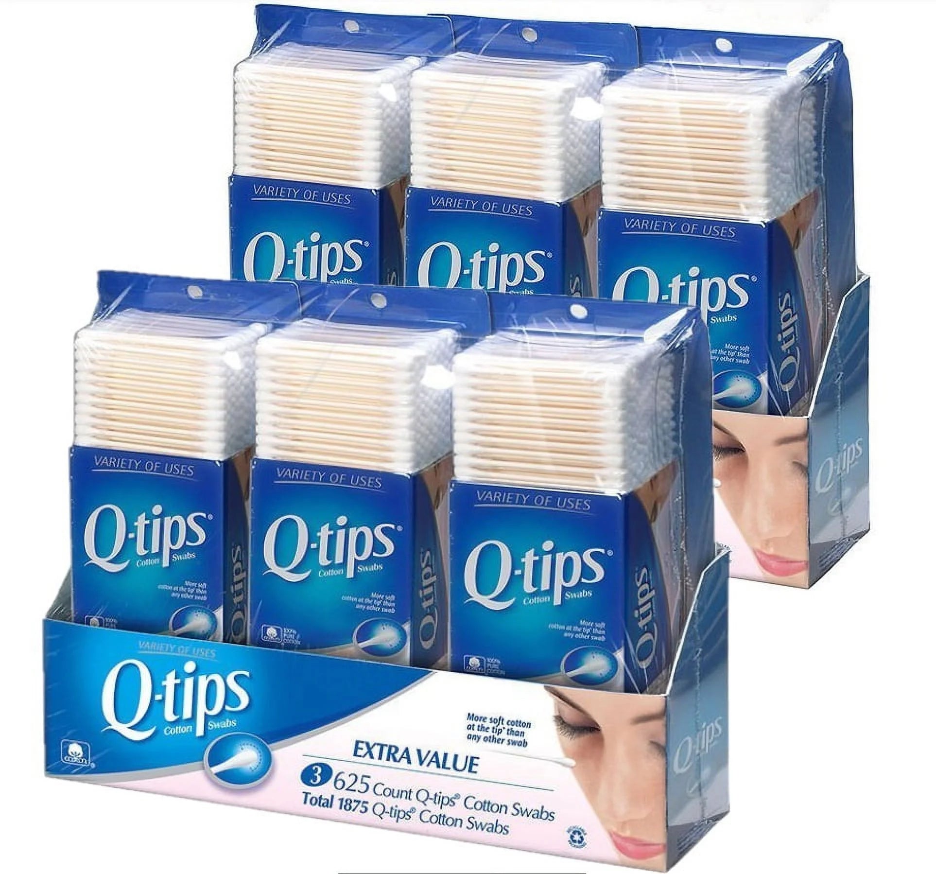 2 PACK | Q-Tips Cotton Swabs, Club Pack 625 Ct, 3 Count