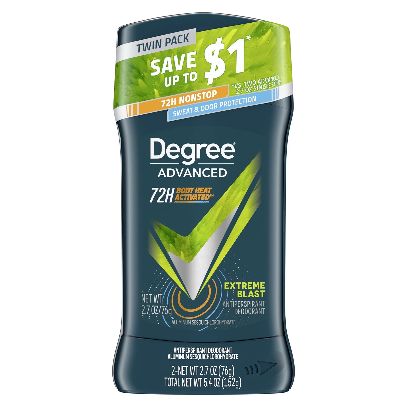 Advanced Men'S Antiperspirant Deodorant Stick Twin Pack Extreme Blast, 2.7 Oz