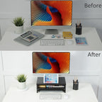 2-Tier Wooden Desktop Riser with Pad Holder,Monitor Stand Riser with Storage Org