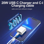 Iphone Charger, 2 Pack 20W PD White Fast Charger Block with 6Ft Fast Charging Cables Compatible with Iphone 14/13/12/11