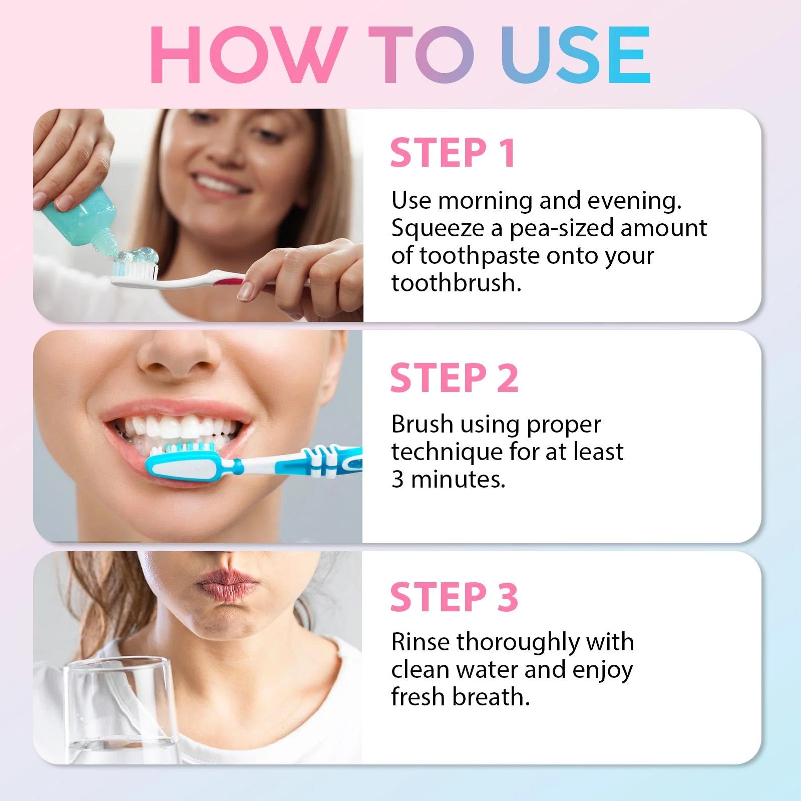 3-Pack Teeth Whitening Toothpaste with Niacinamide, Fresh Breath Toothpastes, Remove Tooth Stains, Enamel Safe