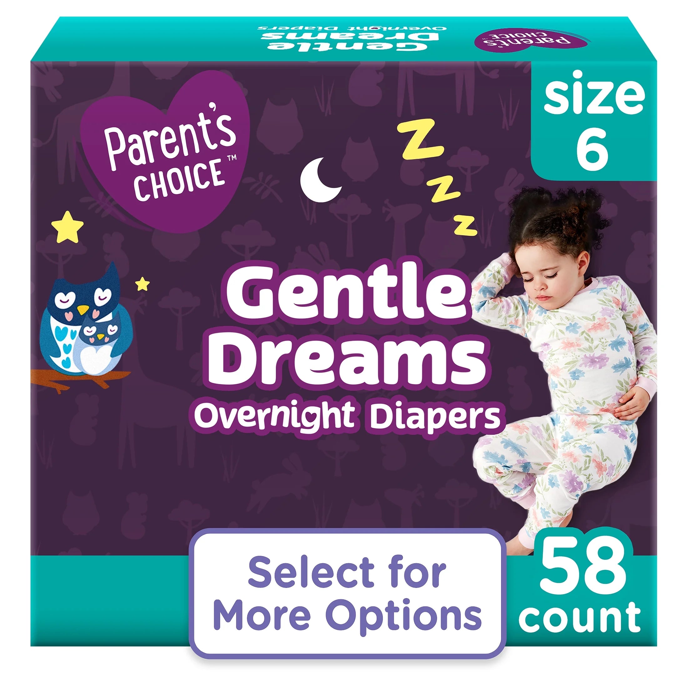 Parent'S Choice Gentle Dreams Overnight Diapers Size 6, 58 Count (Select for More Options)