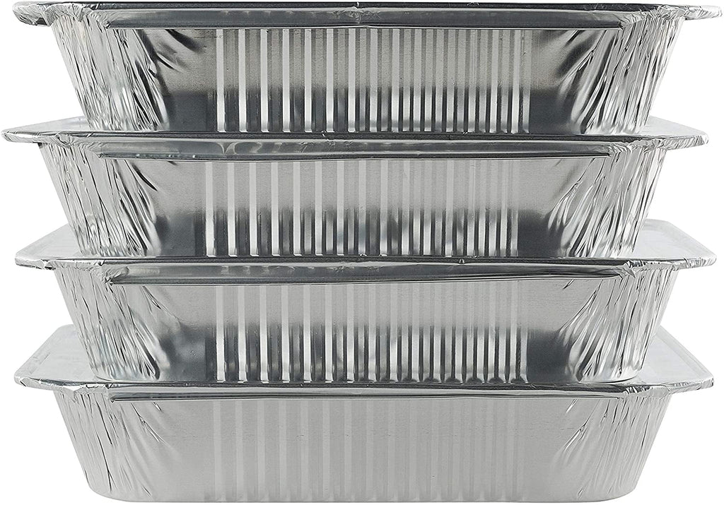 25 Pack Disposable Aluminum Foil Half Size Deep with Snap on Foil Lids Default
