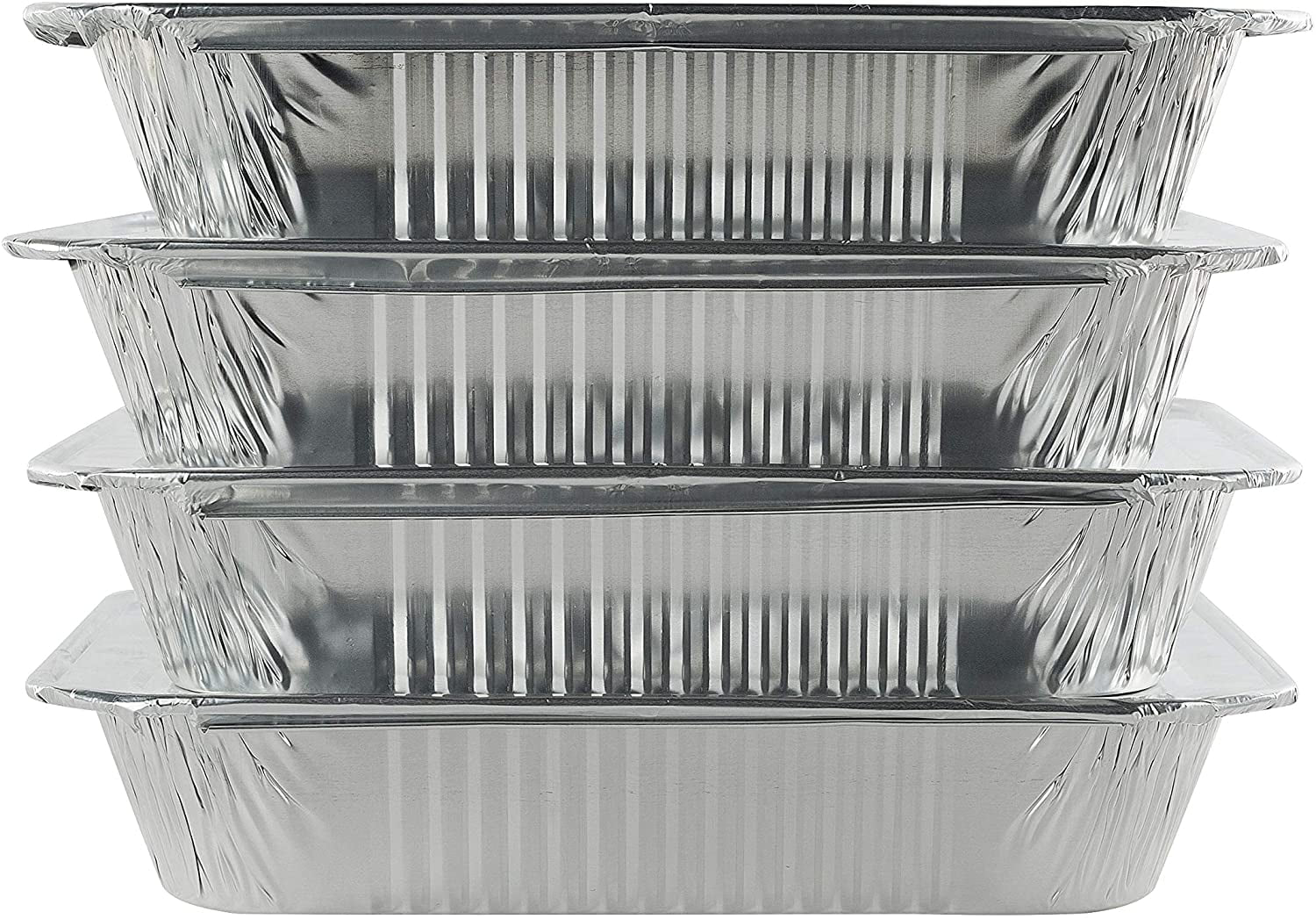 25 Pack Disposable Aluminum Foil Half Size Deep with Snap on Foil Lids Default