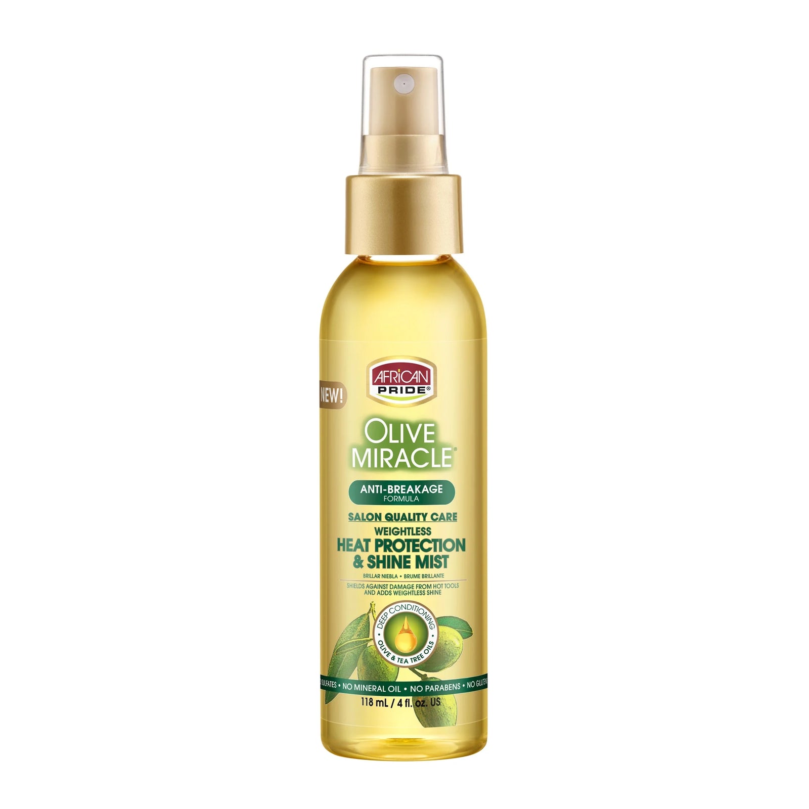 (2 Pack) Olive Miracle Anti-Breakage Heat Protection Shine Mist Hair Spray, 4 F