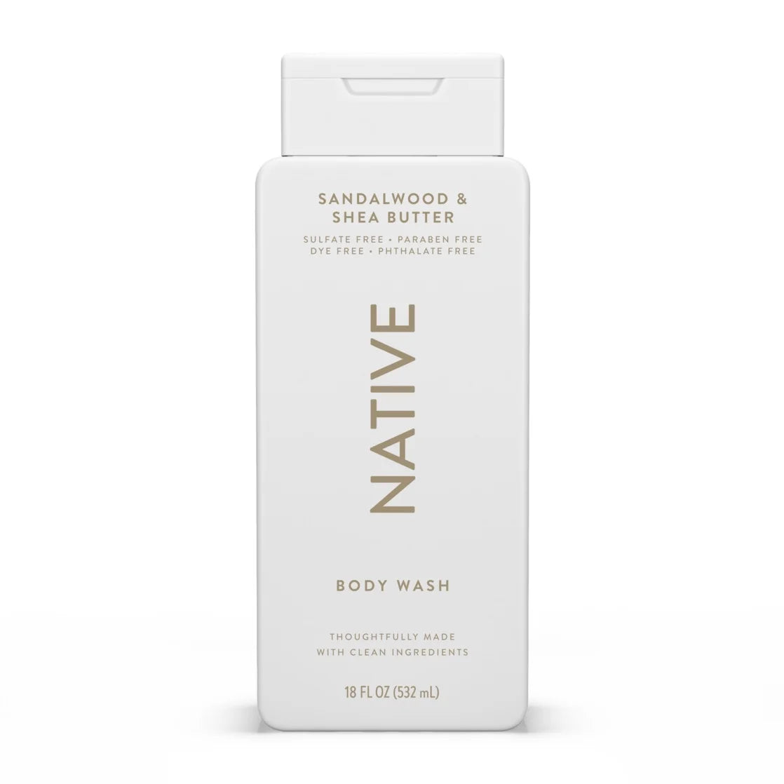 Native Body Wash, Sulfate Free, Sandalwood & Shea Butter, for Women and Men, 18 Oz