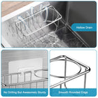 2-In-1 Sink Holder, Adhesive Rustproof Sponge Holder Kitchen Sink Organizer Bask