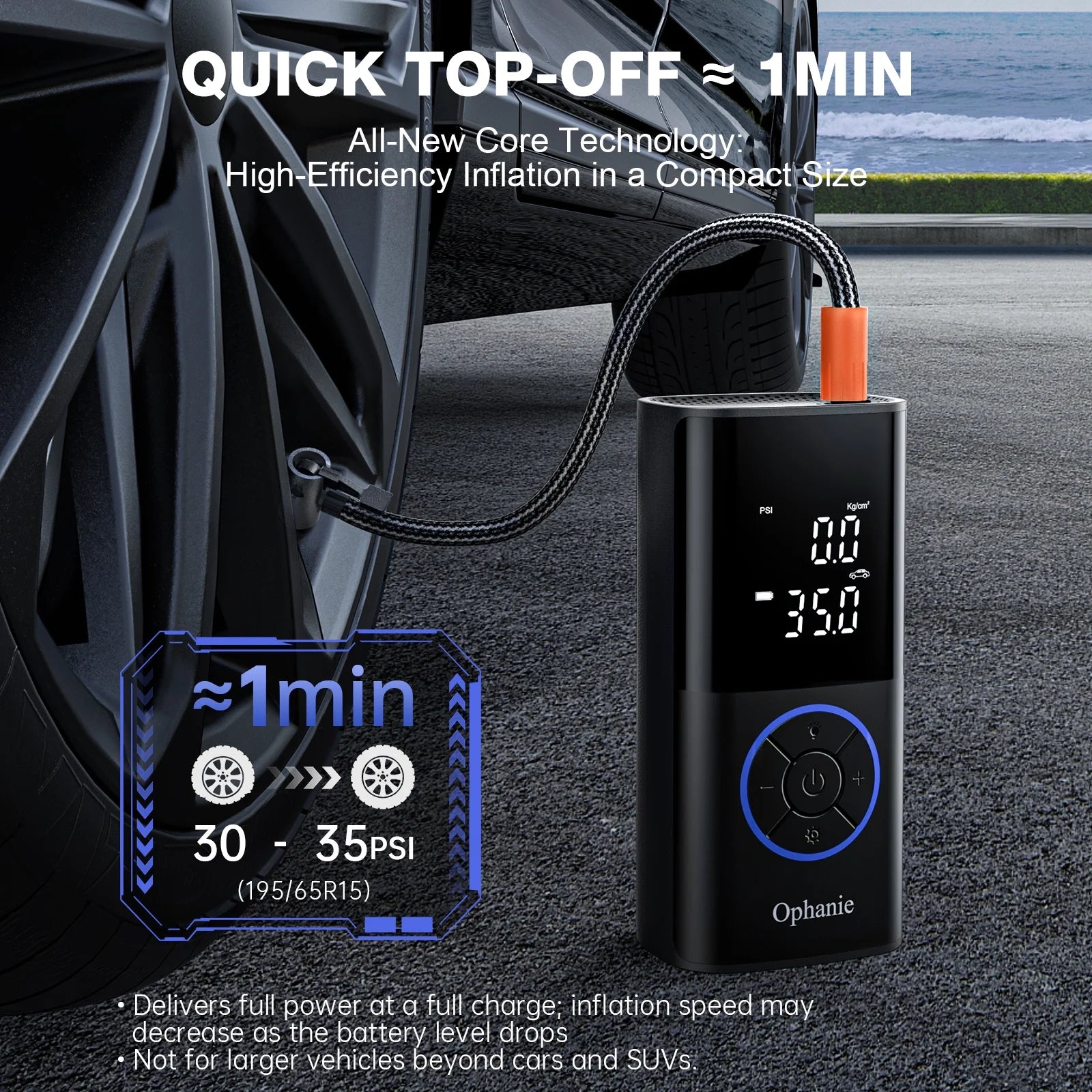 Cordless Portable Tire Inflator - 160 Psi Digital Pressure Gauge, Air Compressor
