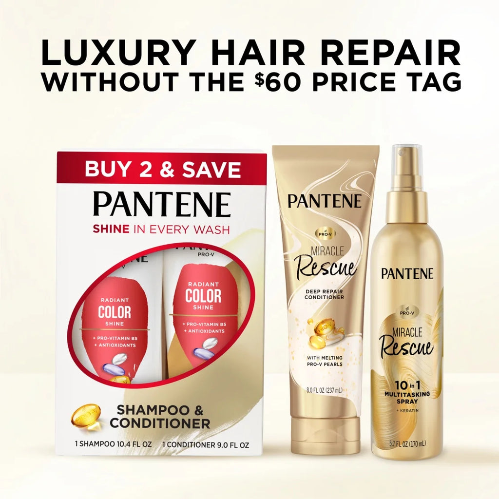 Pantene Pro-V Radiant Color Shine Shampoo and Conditioner, 10.4 Fl Oz + 9.0 Fl Oz