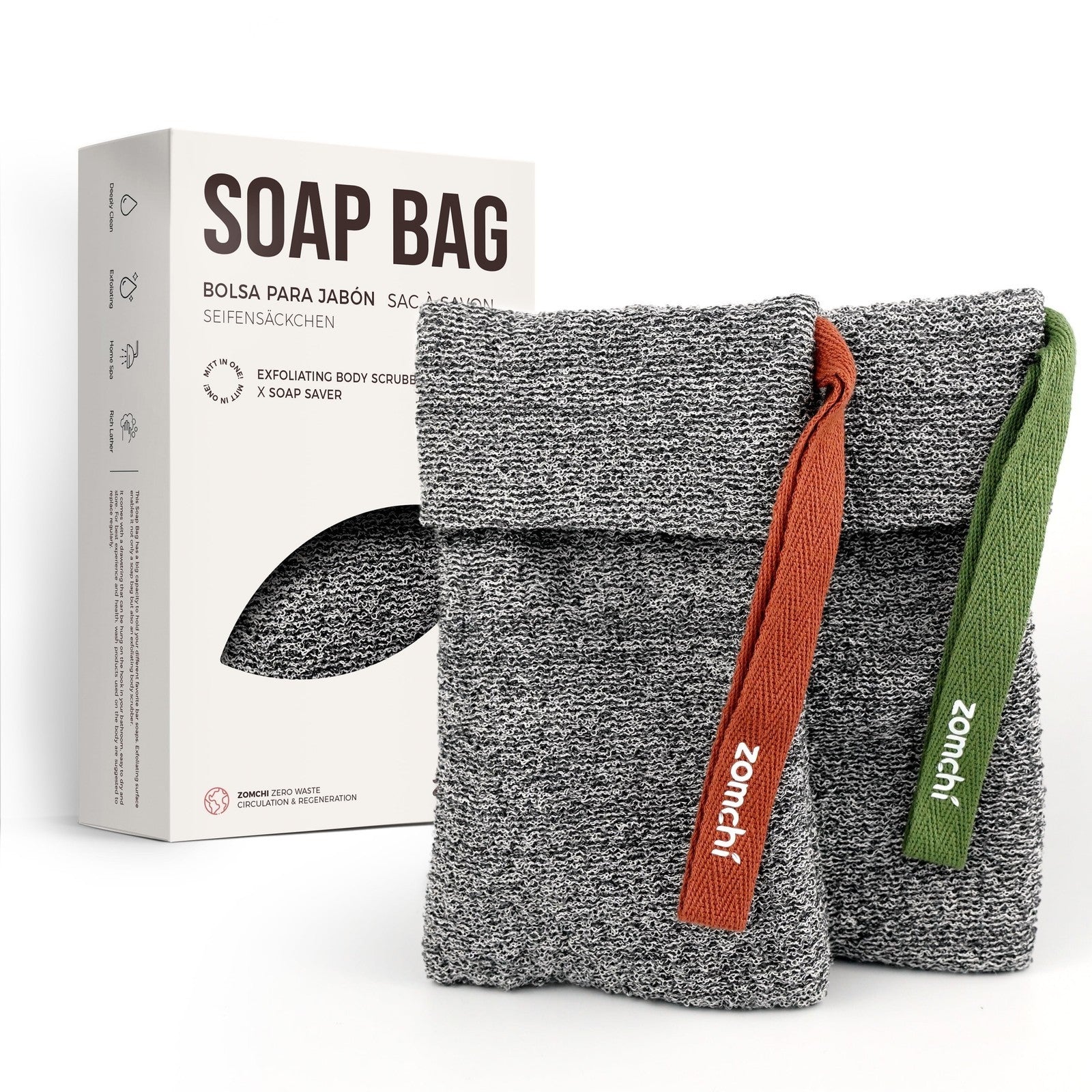 2 Pieces Soap Pouch and Soap Saver Pocket for Use in Shower, Premium Body Scrubb
