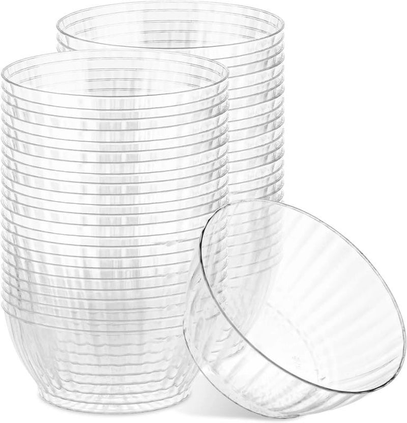 Crystal Clear Plastic Bowls 6 Oz Disposable Bowls Plastic Silverware, 50 Pack
