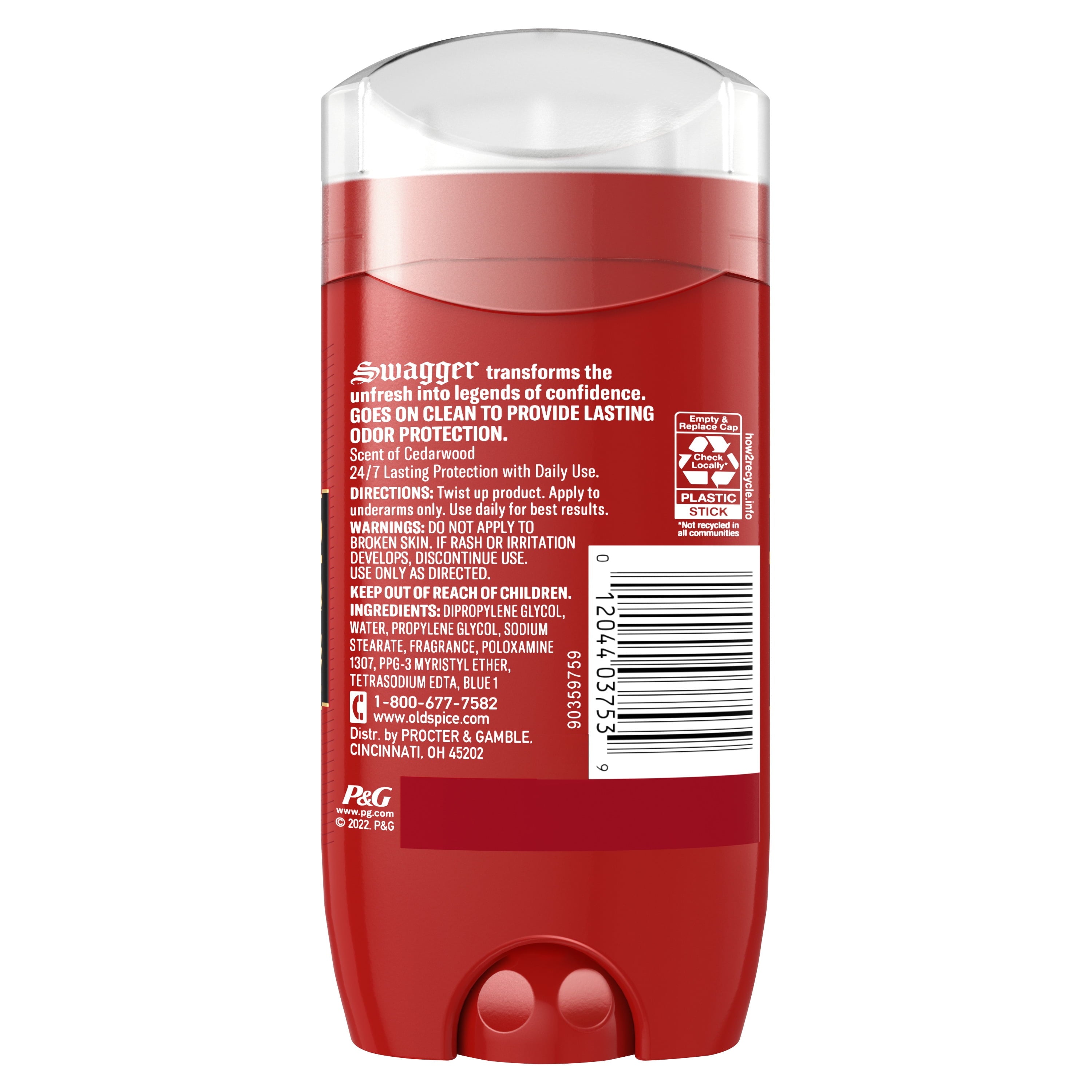 Aluminum Free Deodorant for Men, Invisible Solid Stick, Swagger, 3.0 Oz