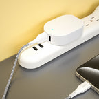 Onn 24W Dual USB-A Port Wall Charger with 3Ft USB-C to USB Cable, Foldable Plug, White - Compatible with Iphone 17/16/15 Series, Samsung Galaxy, Google Pixel, and More