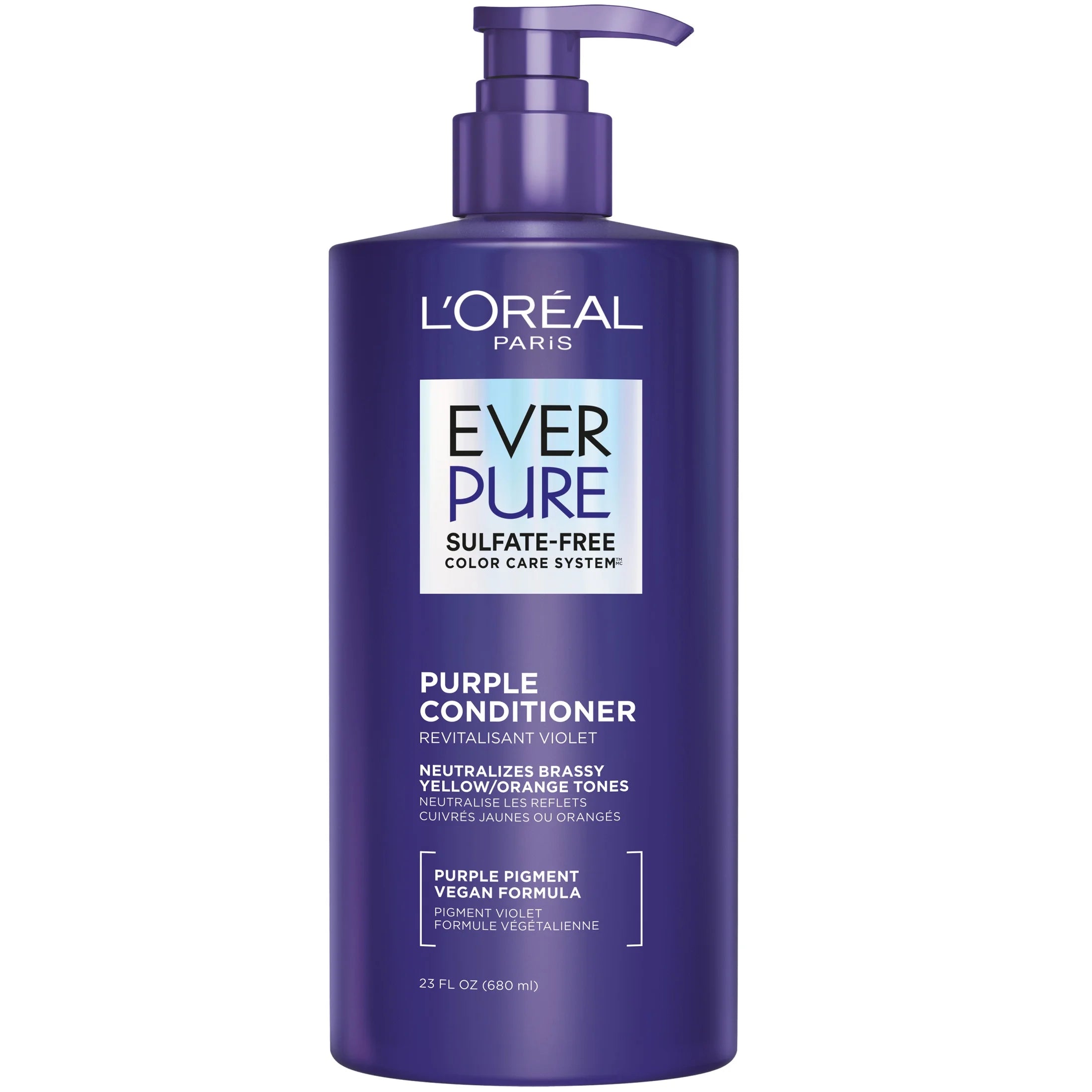 L'Oreal Paris Everpure Sulfate Free Purple Toning Shampoo & Conditioner Set for Colored Treated Hair, 23 Fl Oz
