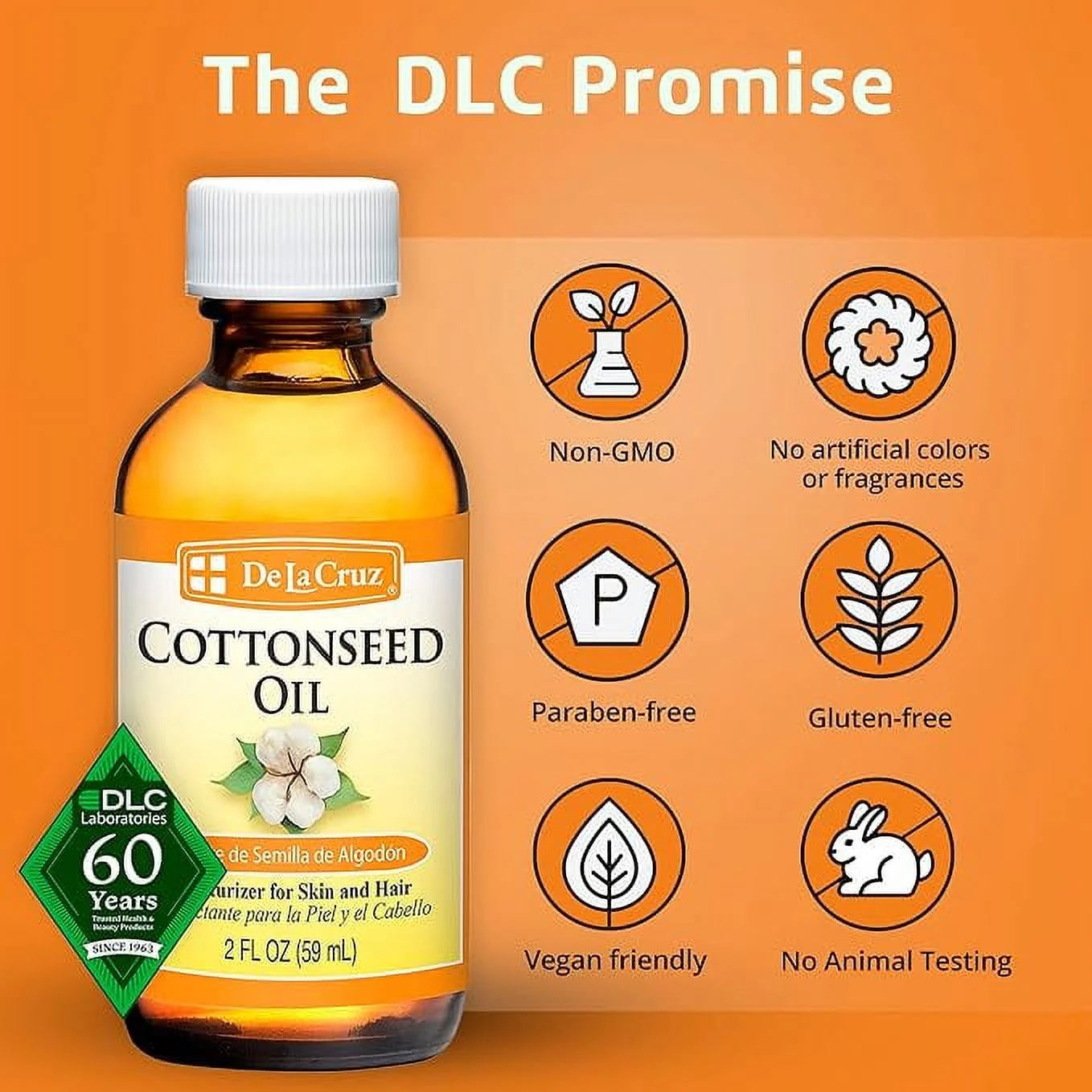 De La Cruz Cottonseed Oil, Moisturizer for Skin, 2 Fl OZ