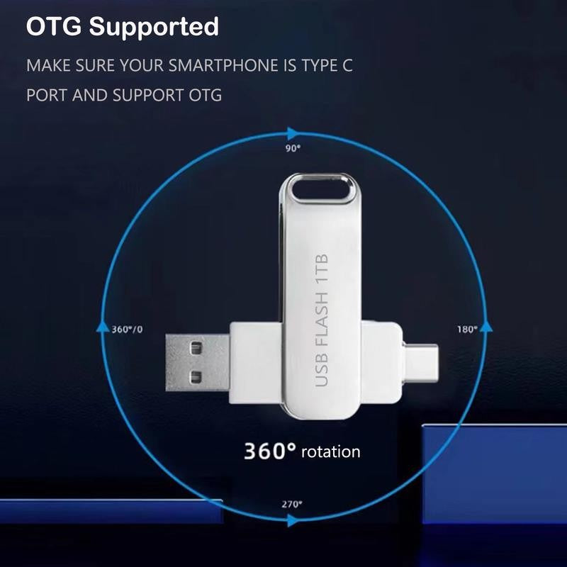 1TB USB Flash Drive-2 in 1 Thumb Drive with USB and Type C Port-Compatibl