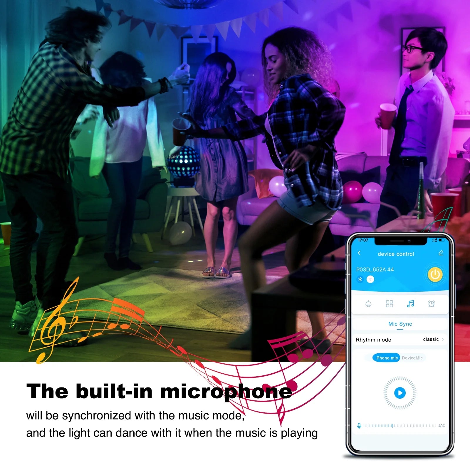 100FT Led Lights,Music Sync Strip Lights with APP and Remote Control,Rgb Color C