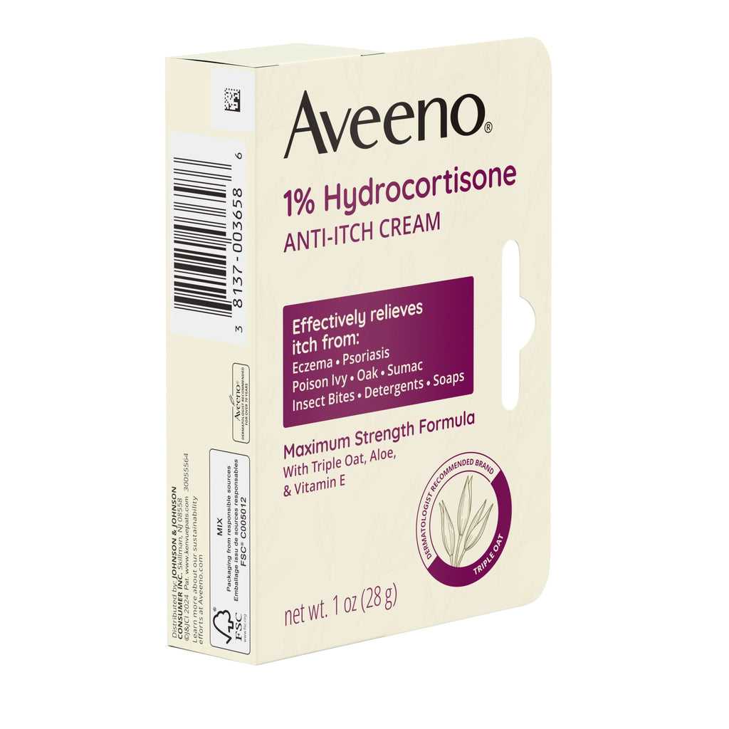 Aveeno Maximum Strength 1% Hydrocortisone Anti-Itch Relief Cream, 1 Oz